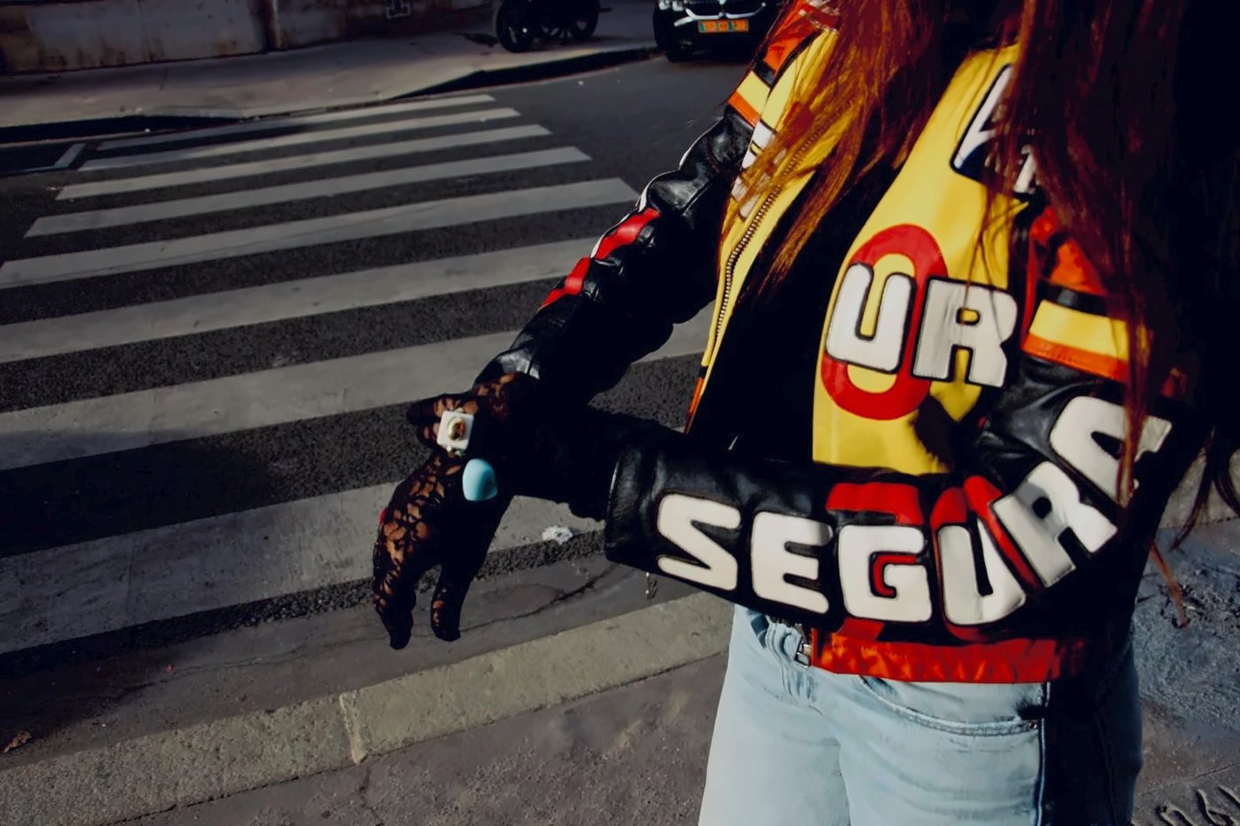 Détail de la veste moto